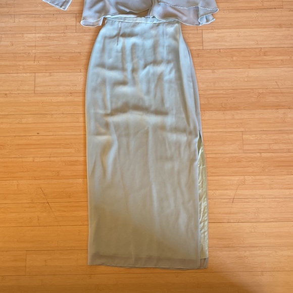 Formal seafoam color skirt set - Picture 2 of 8